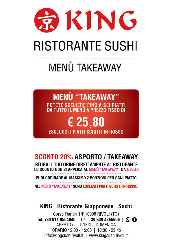 King | Ristorante Sushi | Rivoli TO | Menù Takeaway